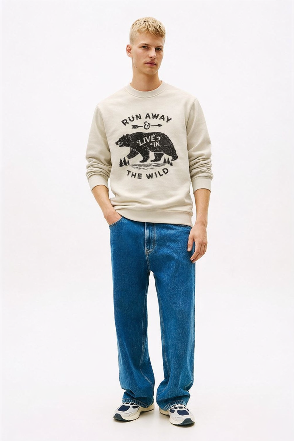 Run Away & Live in the Wild – Cream Bear Sweatshirt