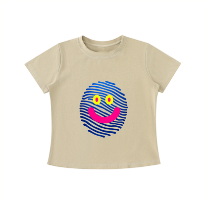 Smile Print Vintage Wash Slim Fit T-shirt