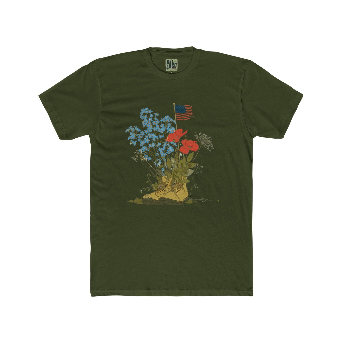 Floral American Flag Crew Tee