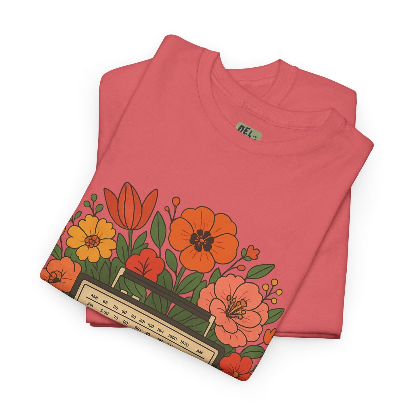 Vintage Floral Boombox Unisex Heavy Cotton Tee