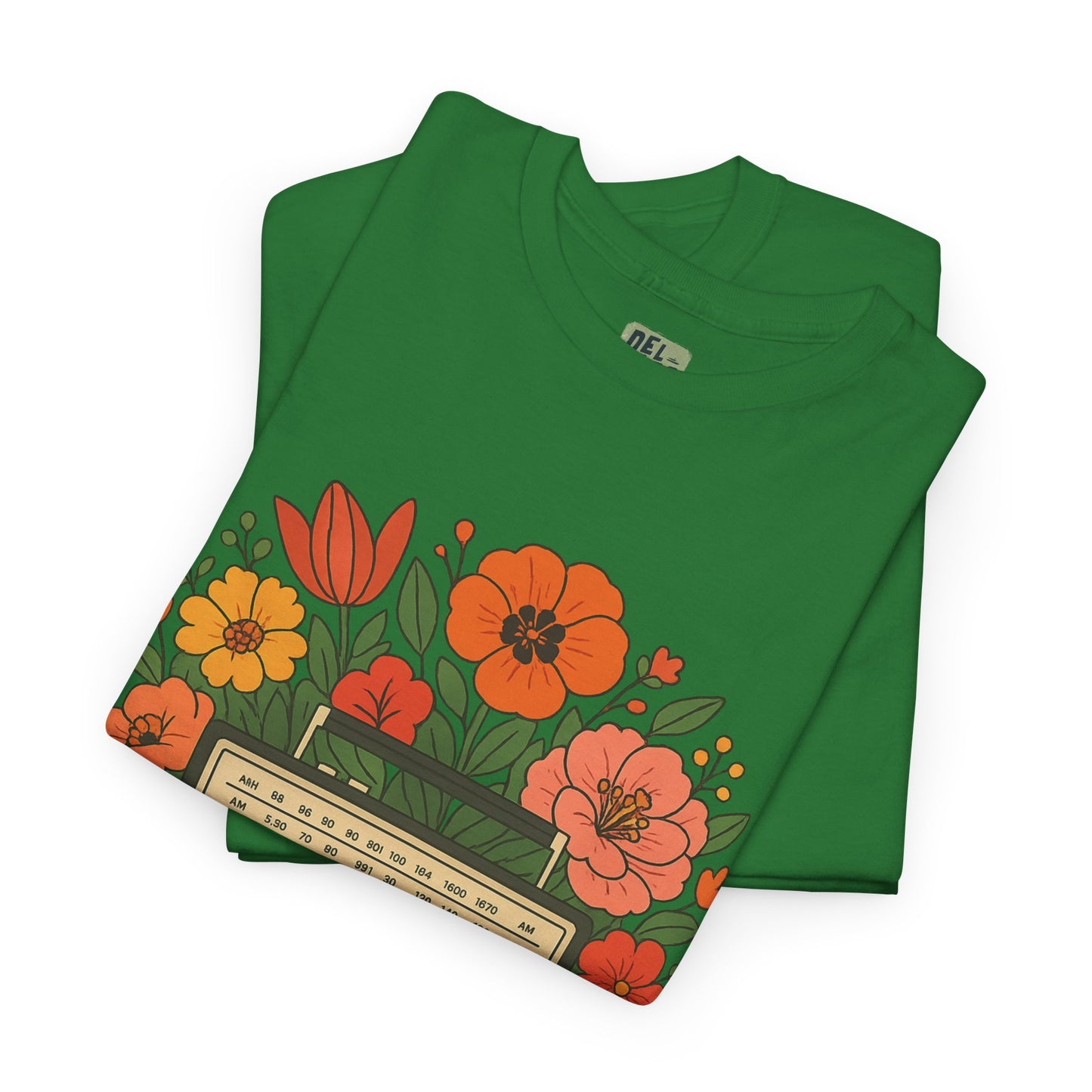 Vintage Floral Boombox Unisex Heavy Cotton Tee