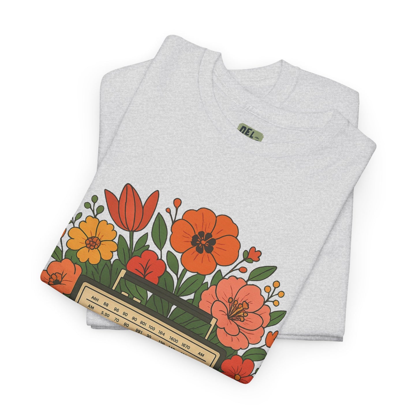 Vintage Floral Boombox Unisex Heavy Cotton Tee