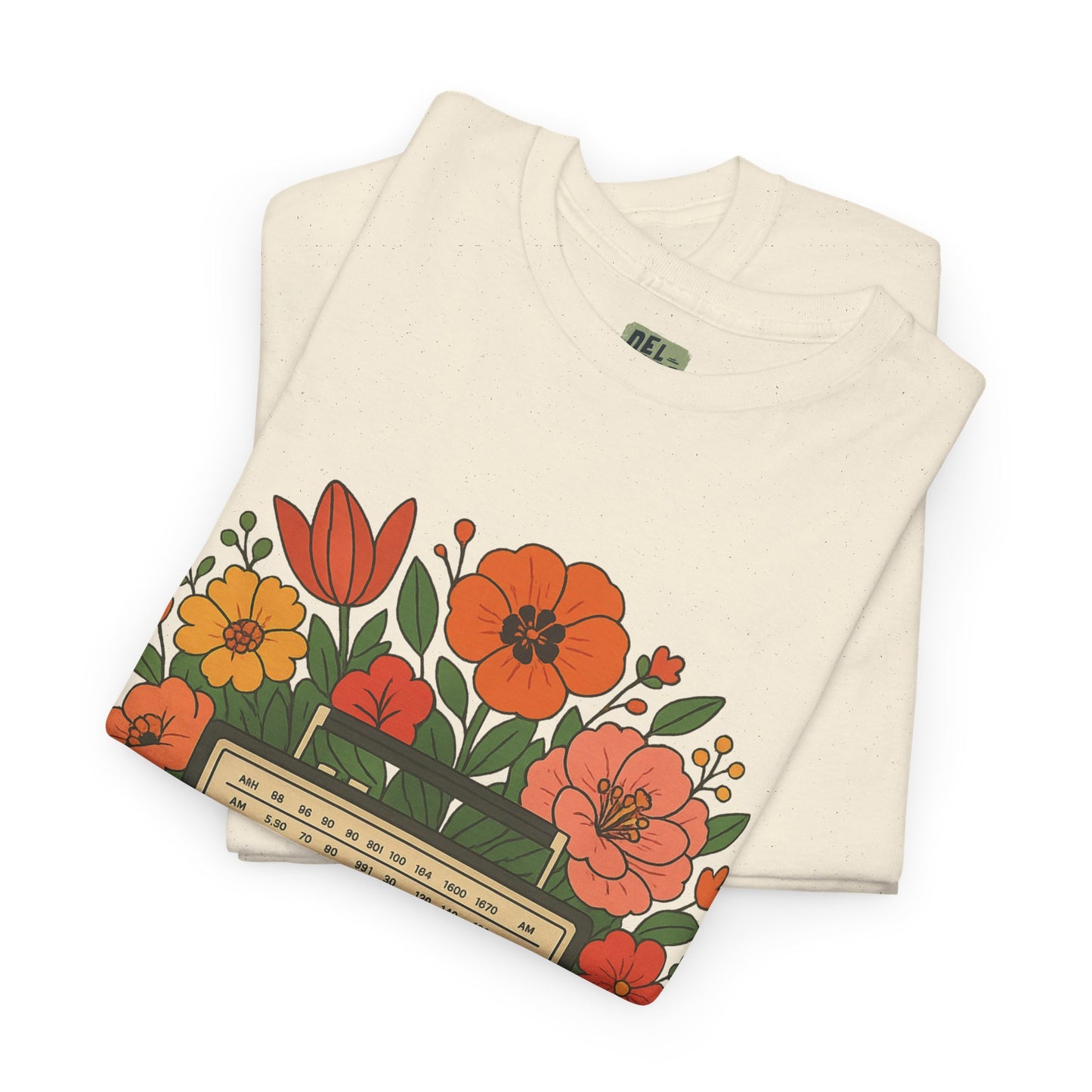 Vintage Floral Boombox Unisex Heavy Cotton Tee