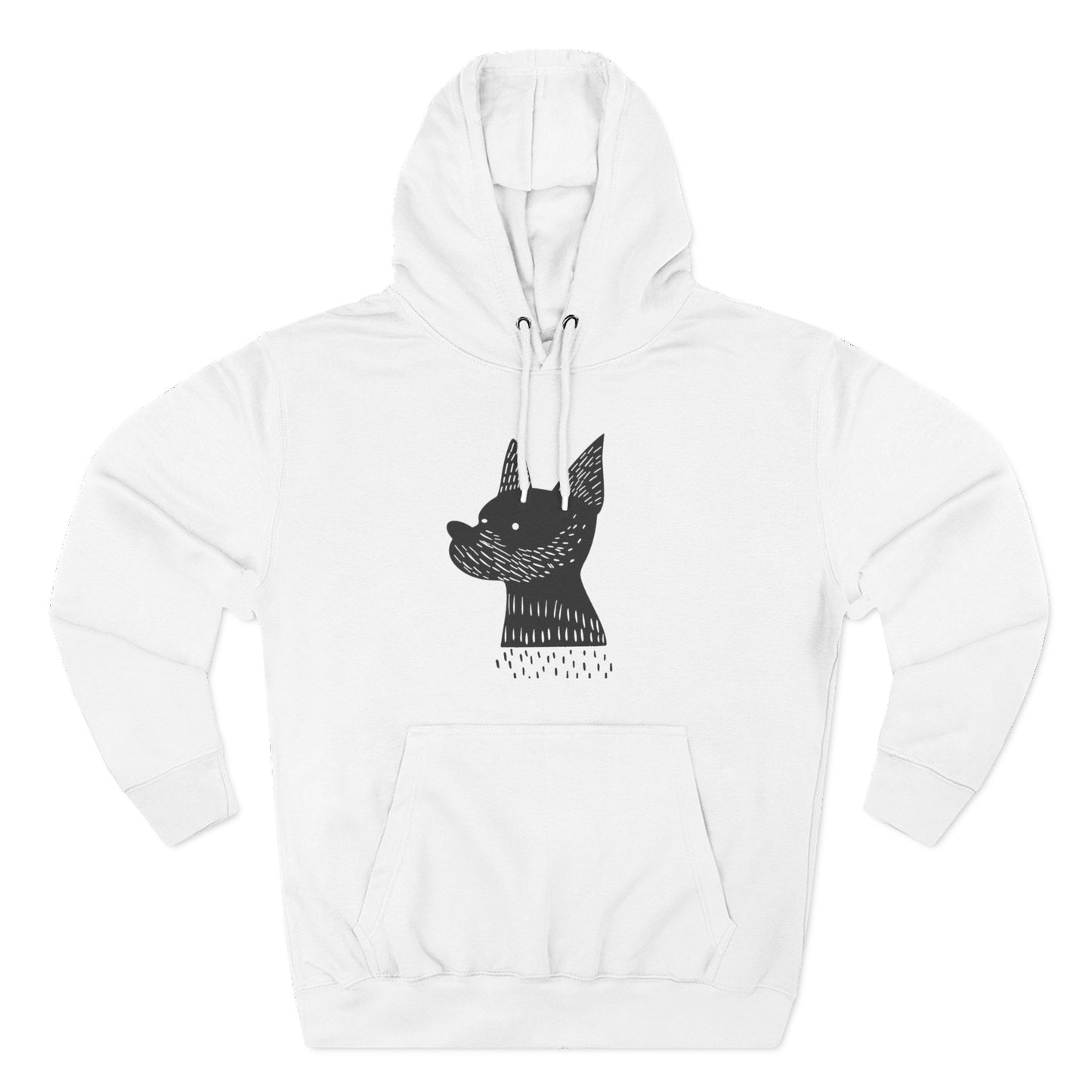Minimalist Dog Silhouette Hoodie – Linocut Style Graphic Sweatshirt