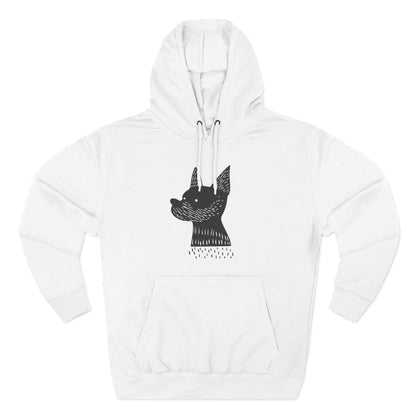 Minimalist Dog Silhouette Hoodie – Linocut Style Graphic Sweatshirt