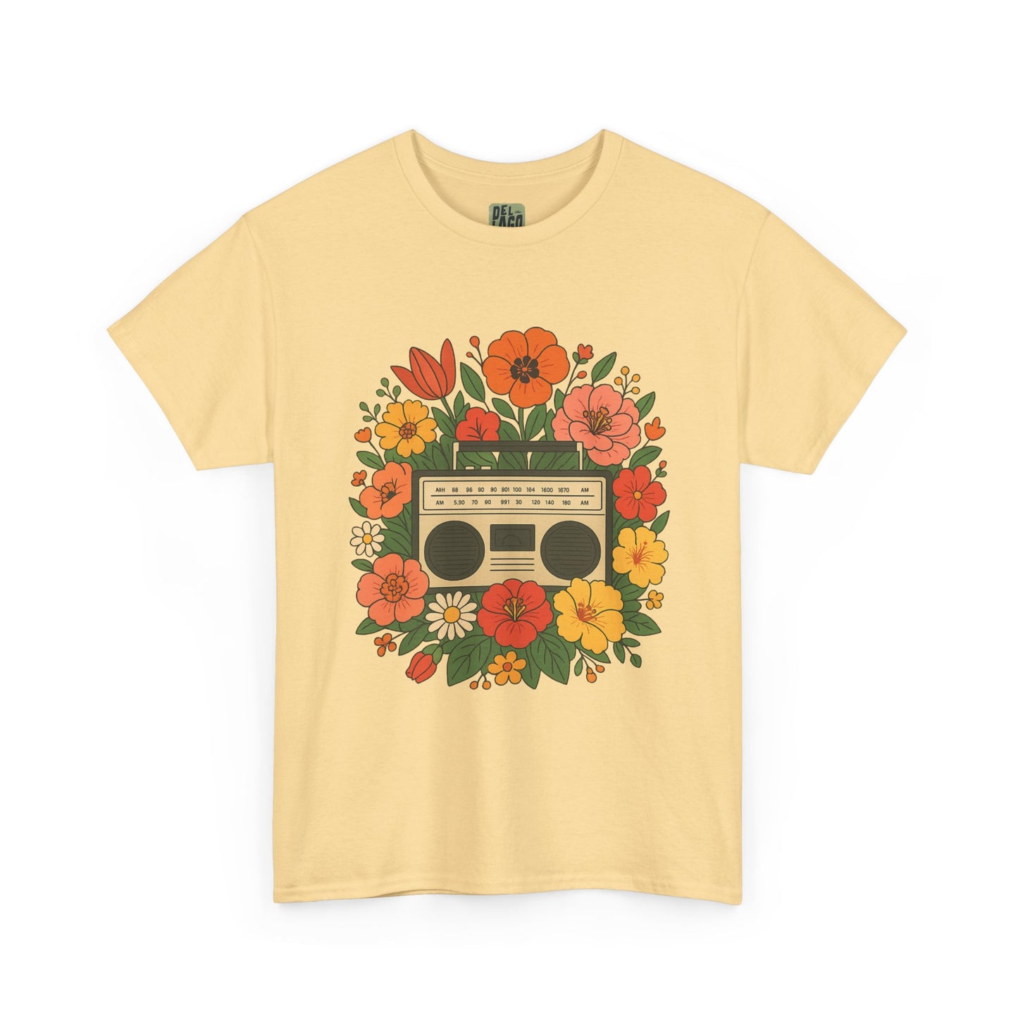 Vintage Floral Boombox Unisex Heavy Cotton Tee
