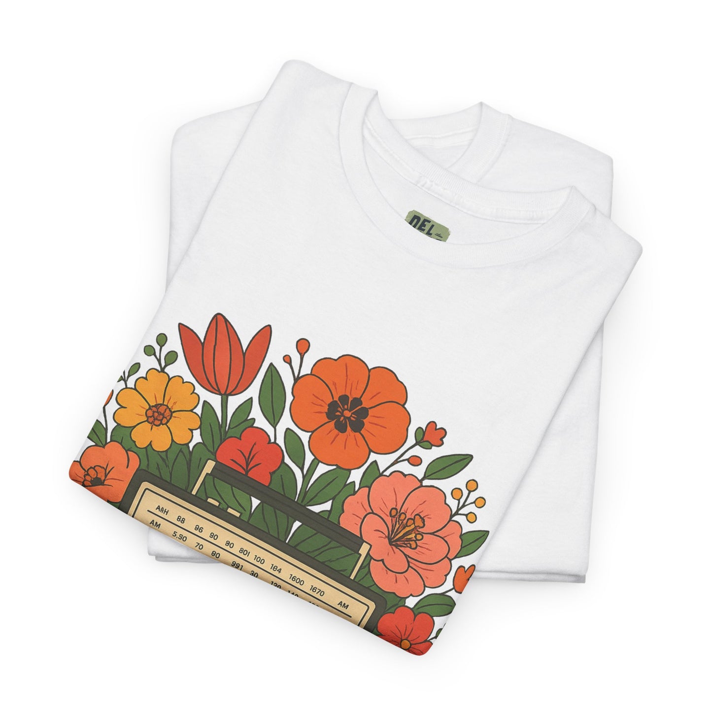 Vintage Floral Boombox Unisex Heavy Cotton Tee