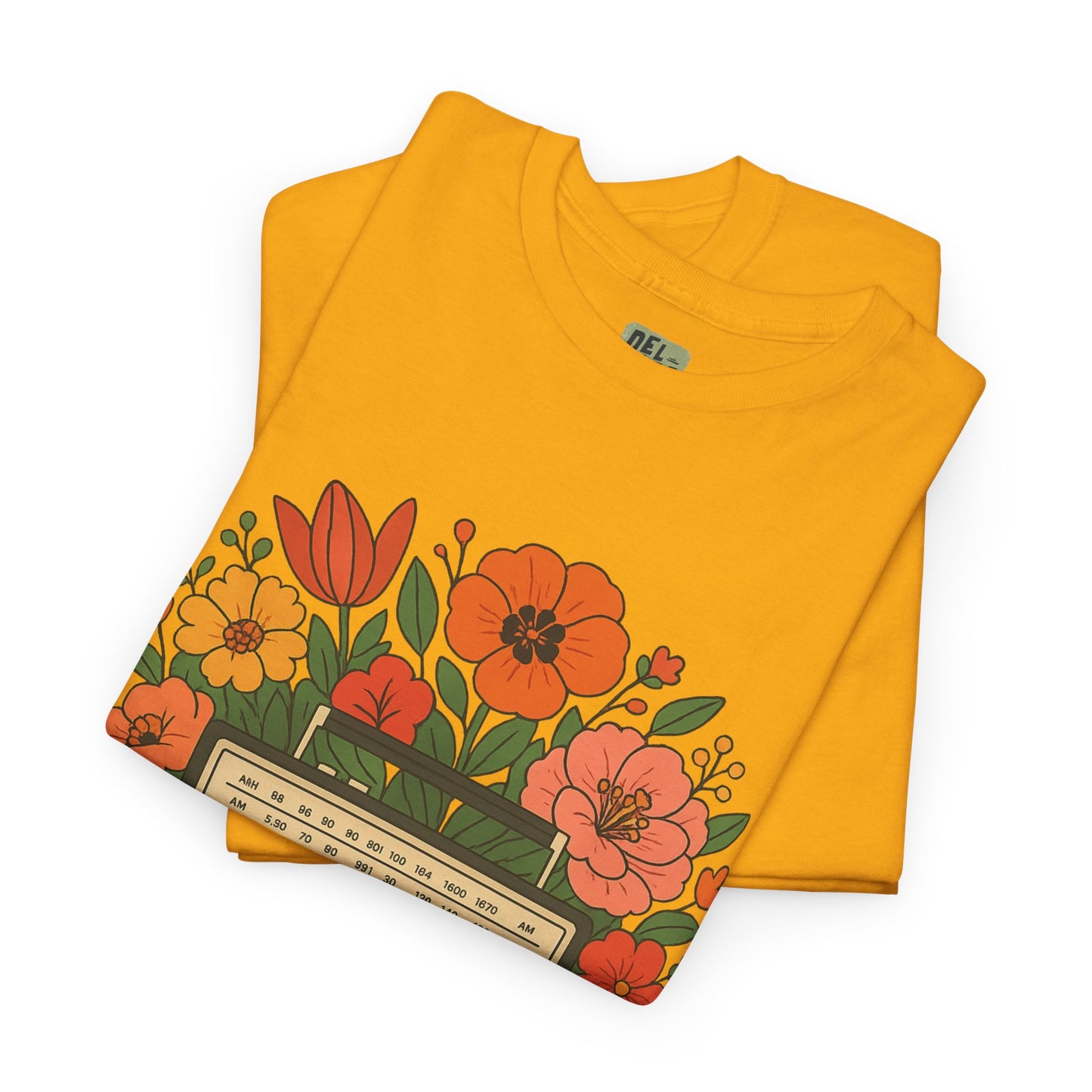 Vintage Floral Boombox Unisex Heavy Cotton Tee