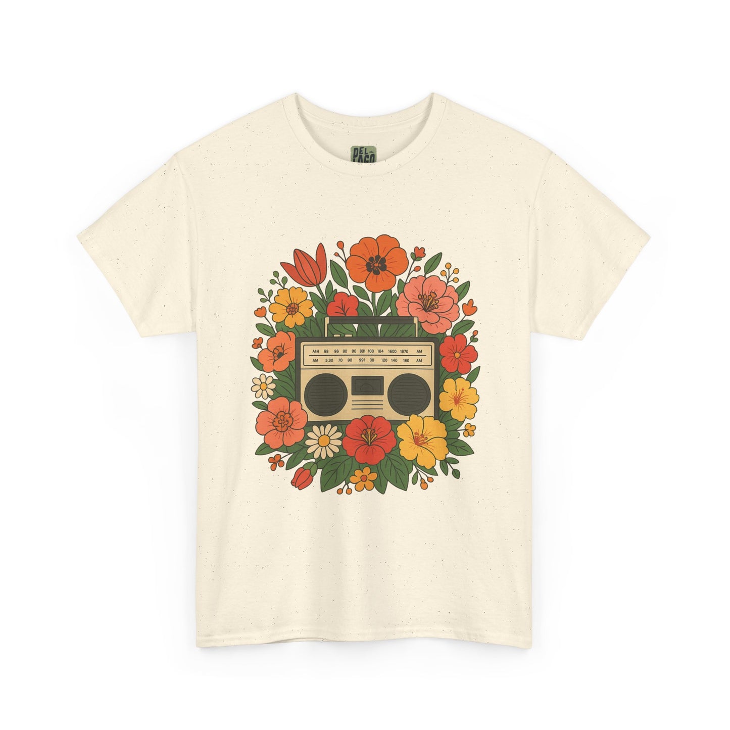 Vintage Floral Boombox Unisex Heavy Cotton Tee