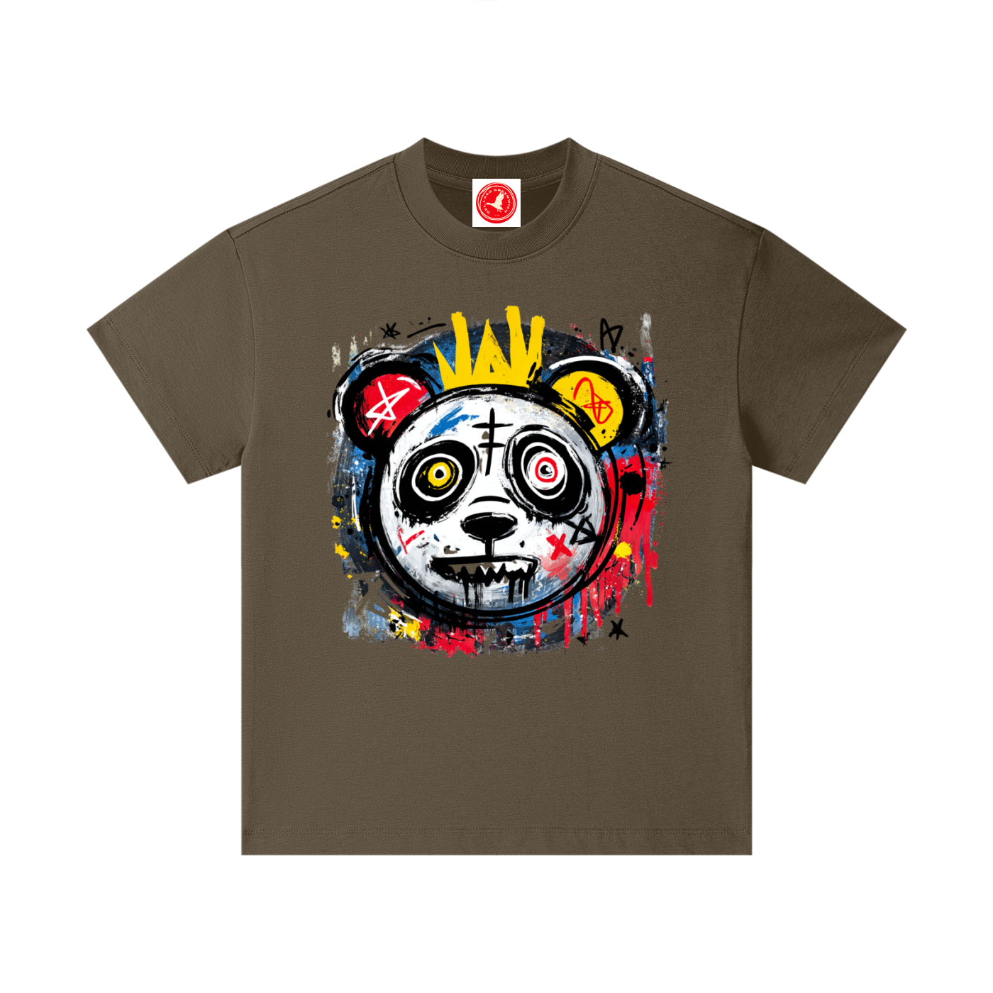 Colorful Circus Panda graphic printed on oversized cotton kids t-shirt