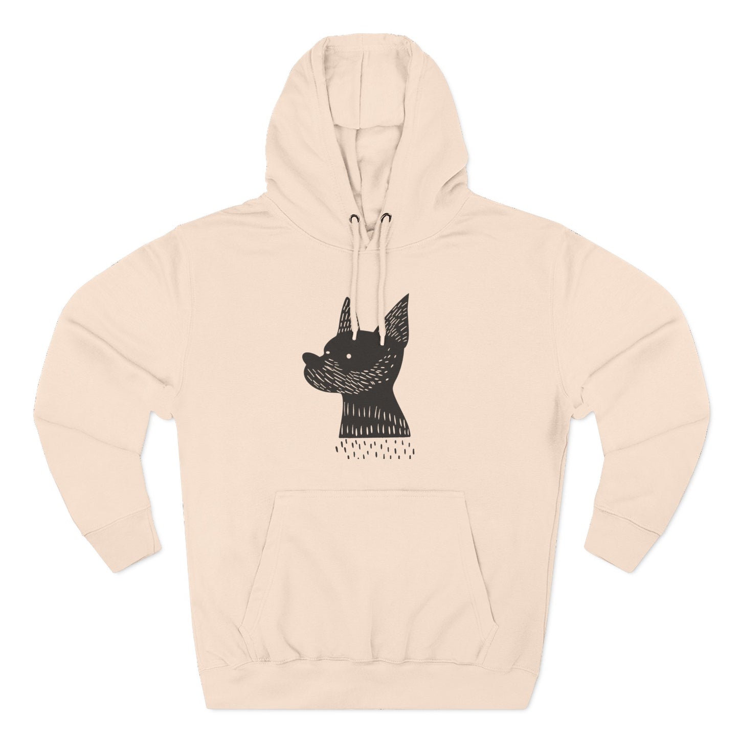 Minimalist Dog Silhouette Hoodie – Linocut Style Graphic Sweatshirt