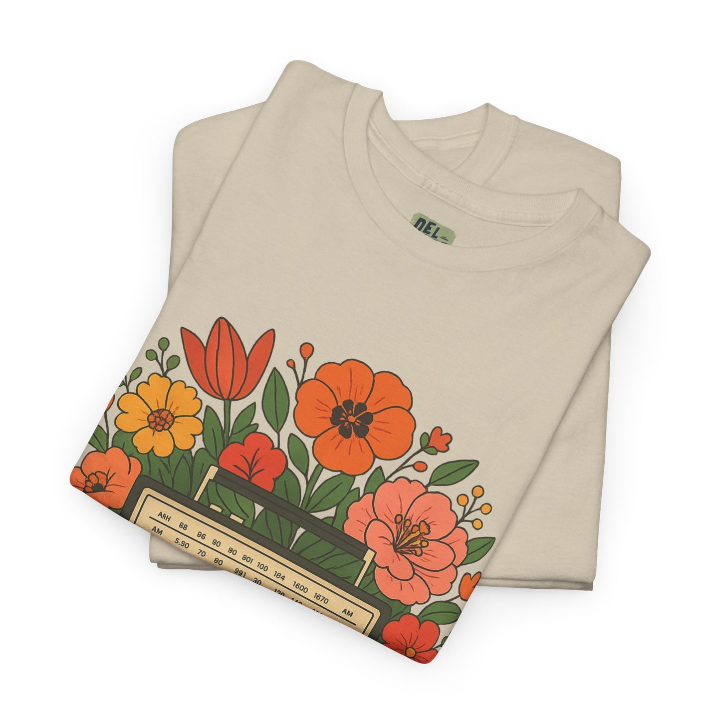 Vintage Floral Boombox Unisex Heavy Cotton Tee
