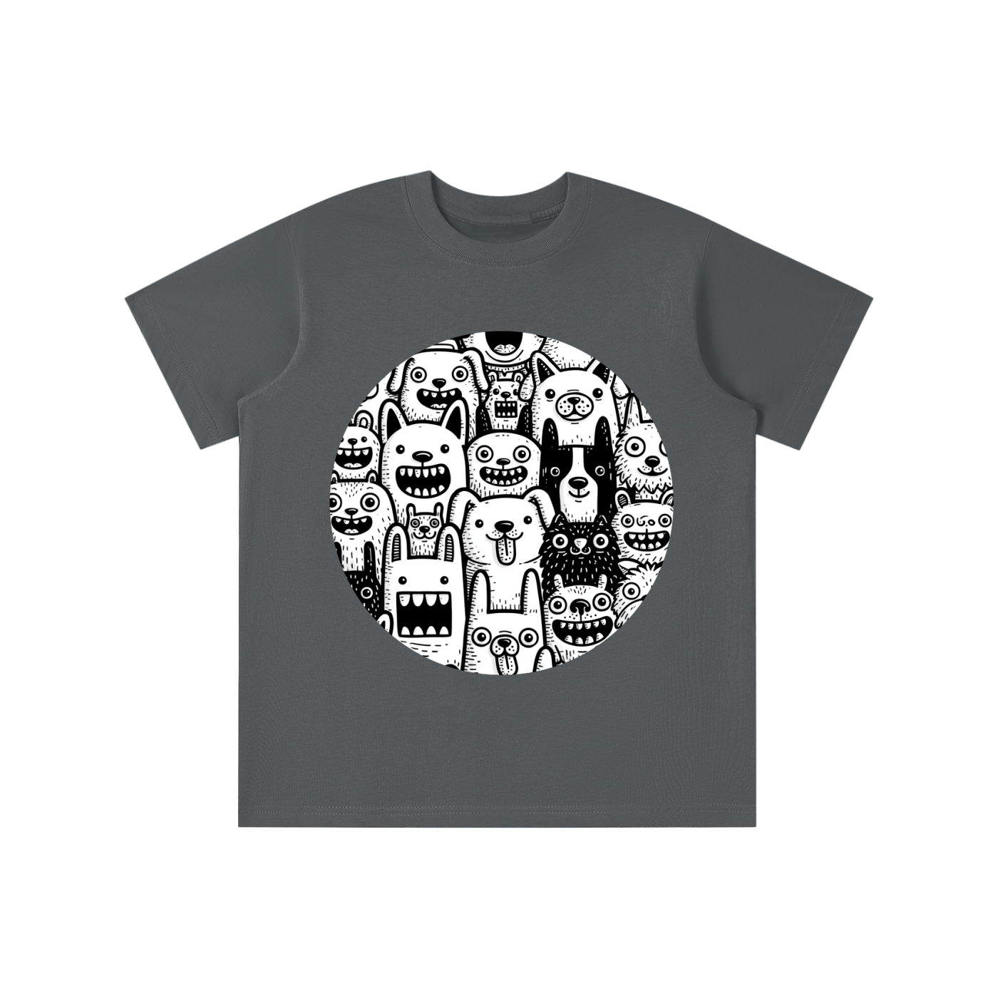 Monster Crowd graphic printed on cotton t-shirt available in multiple colors