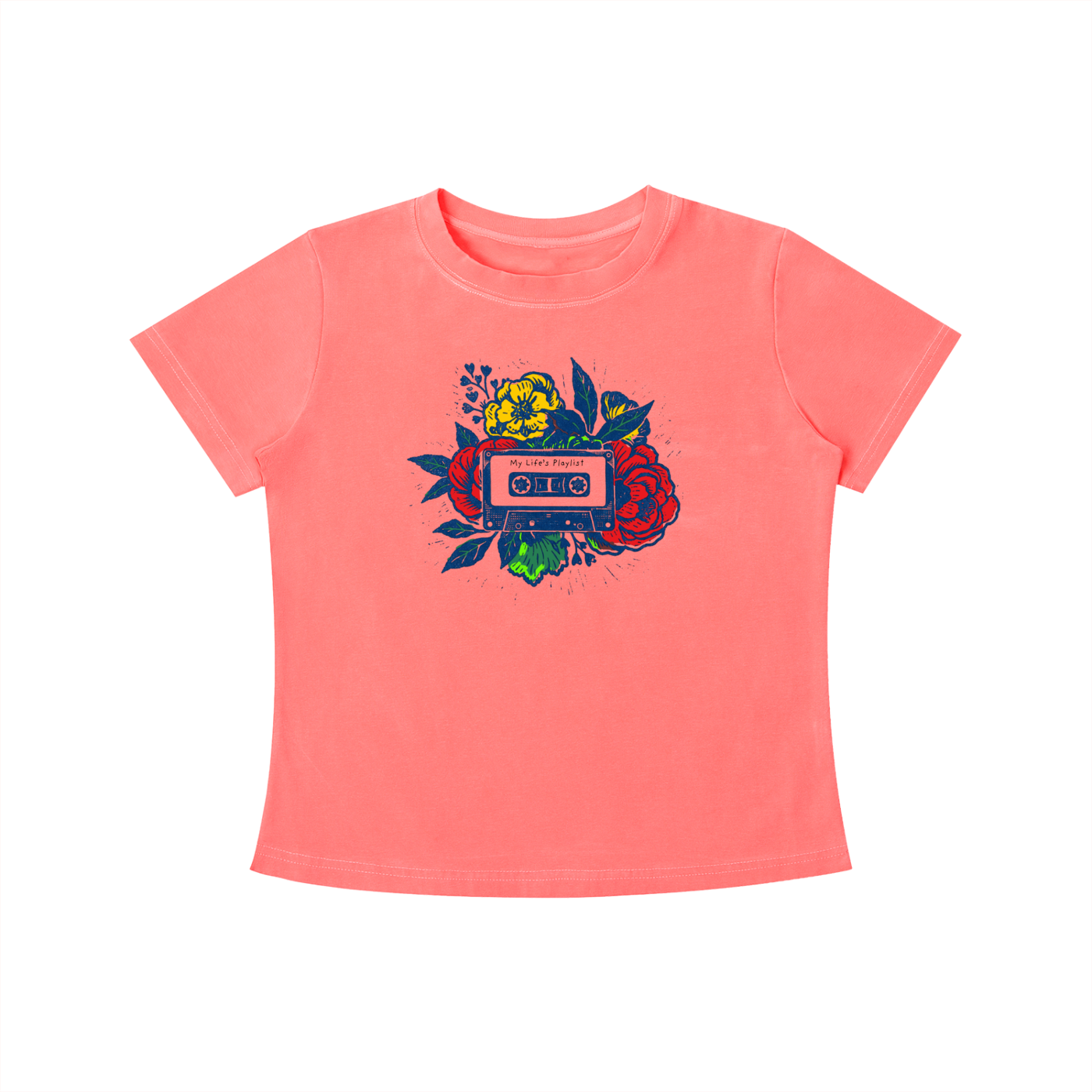 Retro Cassette Floral Graphic Tee