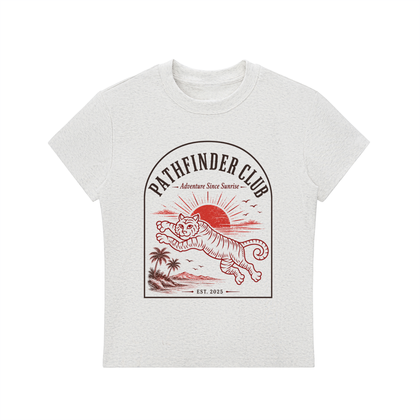 Gray Path Finder graphic t-shirt featuring adventure-inspired artwork celebrating exploration, discovery, and personal journeys.