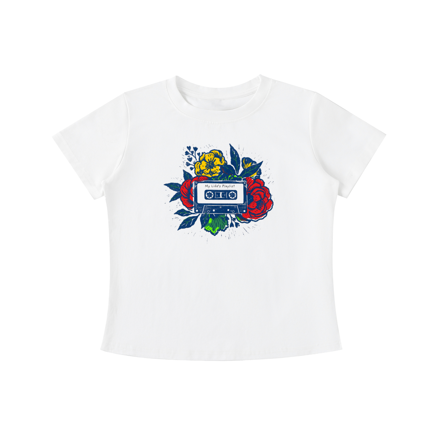 Retro Cassette Floral Graphic Tee