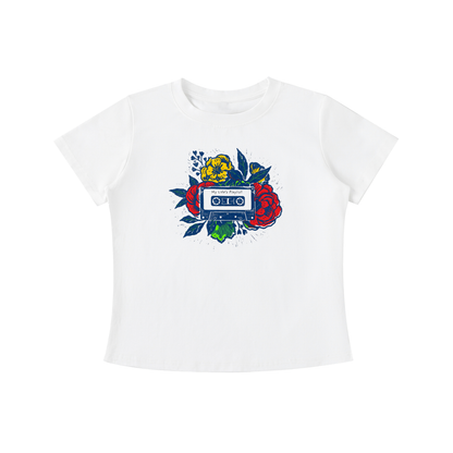 Retro Cassette Floral Graphic Tee