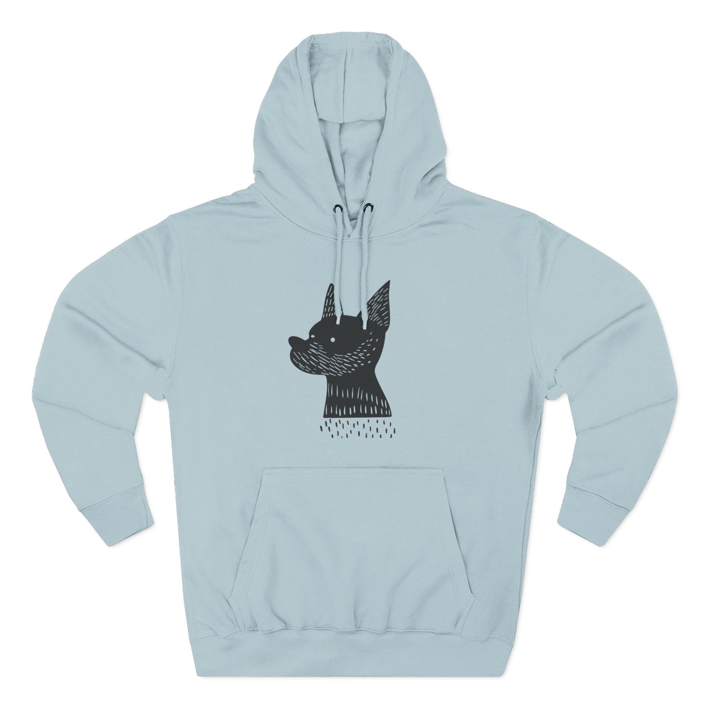 Minimalist Dog Silhouette Hoodie – Linocut Style Graphic Sweatshirt