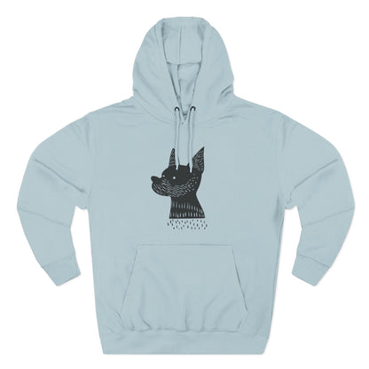 Minimalist Dog Silhouette Hoodie – Linocut Style Graphic Sweatshirt