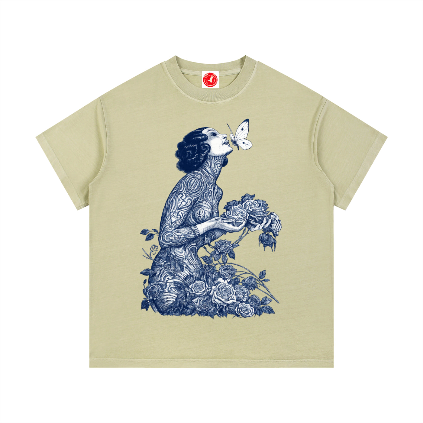 Beige Botanical Muse graphic t-shirt featuring botanical artwork inspired by wildflowers and vintage illustration