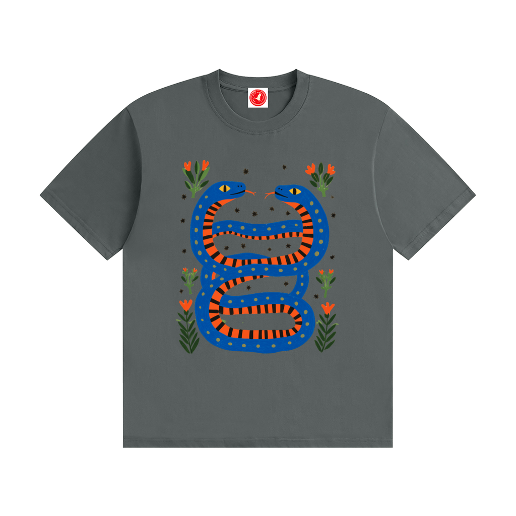 Twin Serpents Seamless Cotton T-Shirt