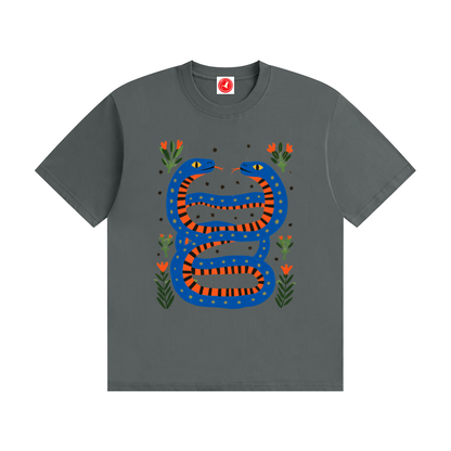 Twin Serpents Seamless Cotton T-Shirt