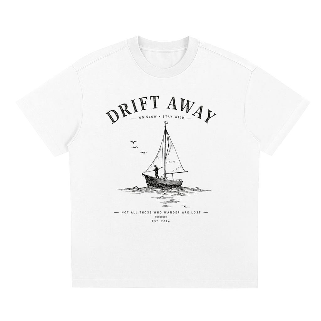 White Coastal graphic t-shirt featuring laid-back artwork inspired by ocean breezes, travel, and relaxation.