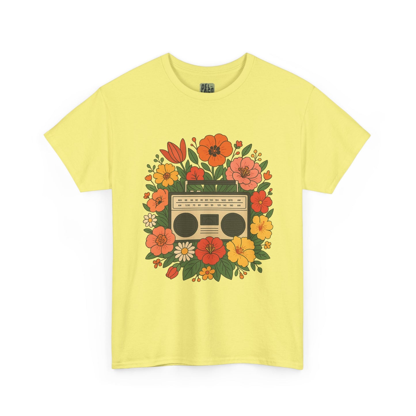 Vintage Floral Boombox Unisex Heavy Cotton Tee