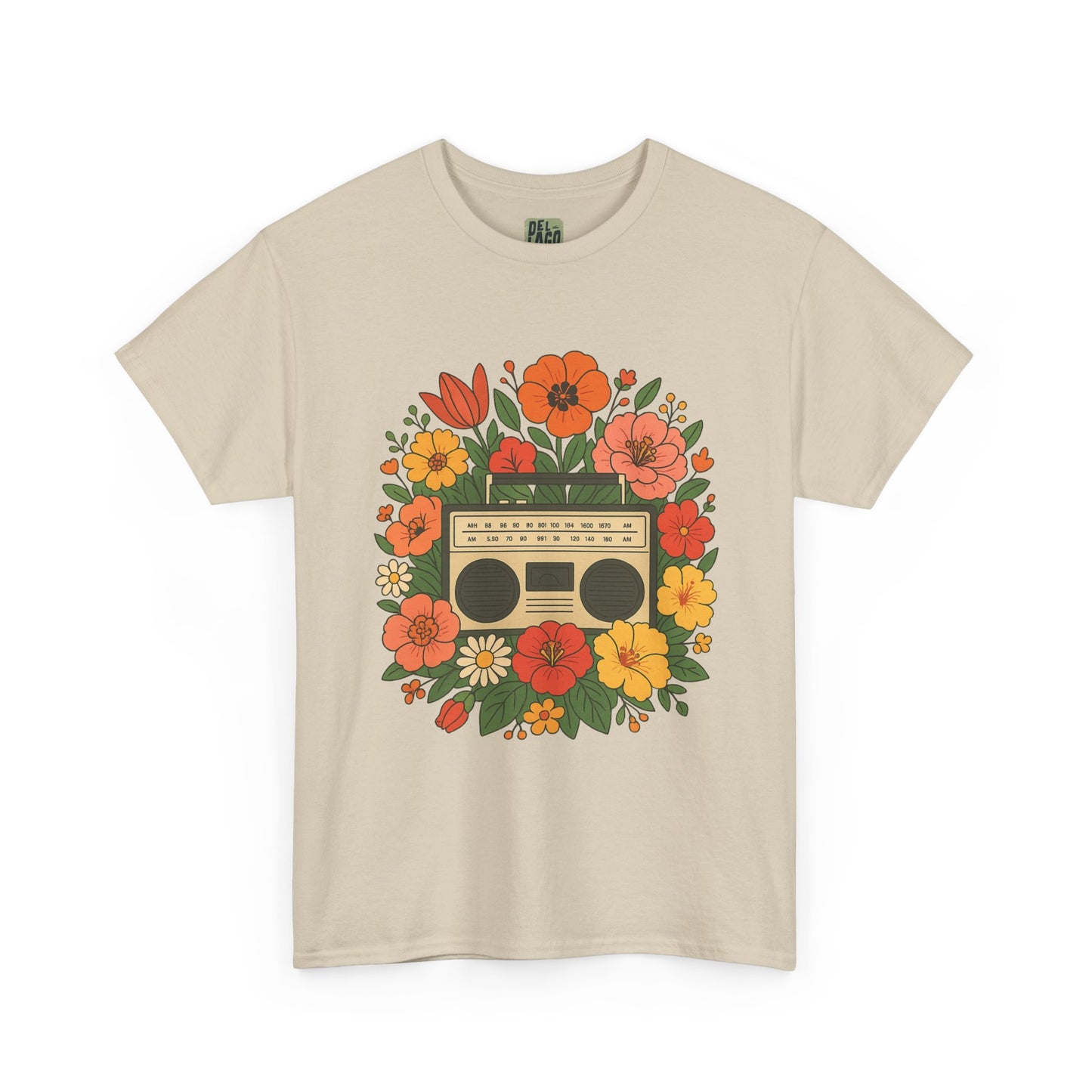 Vintage Floral Boombox Unisex Heavy Cotton Tee