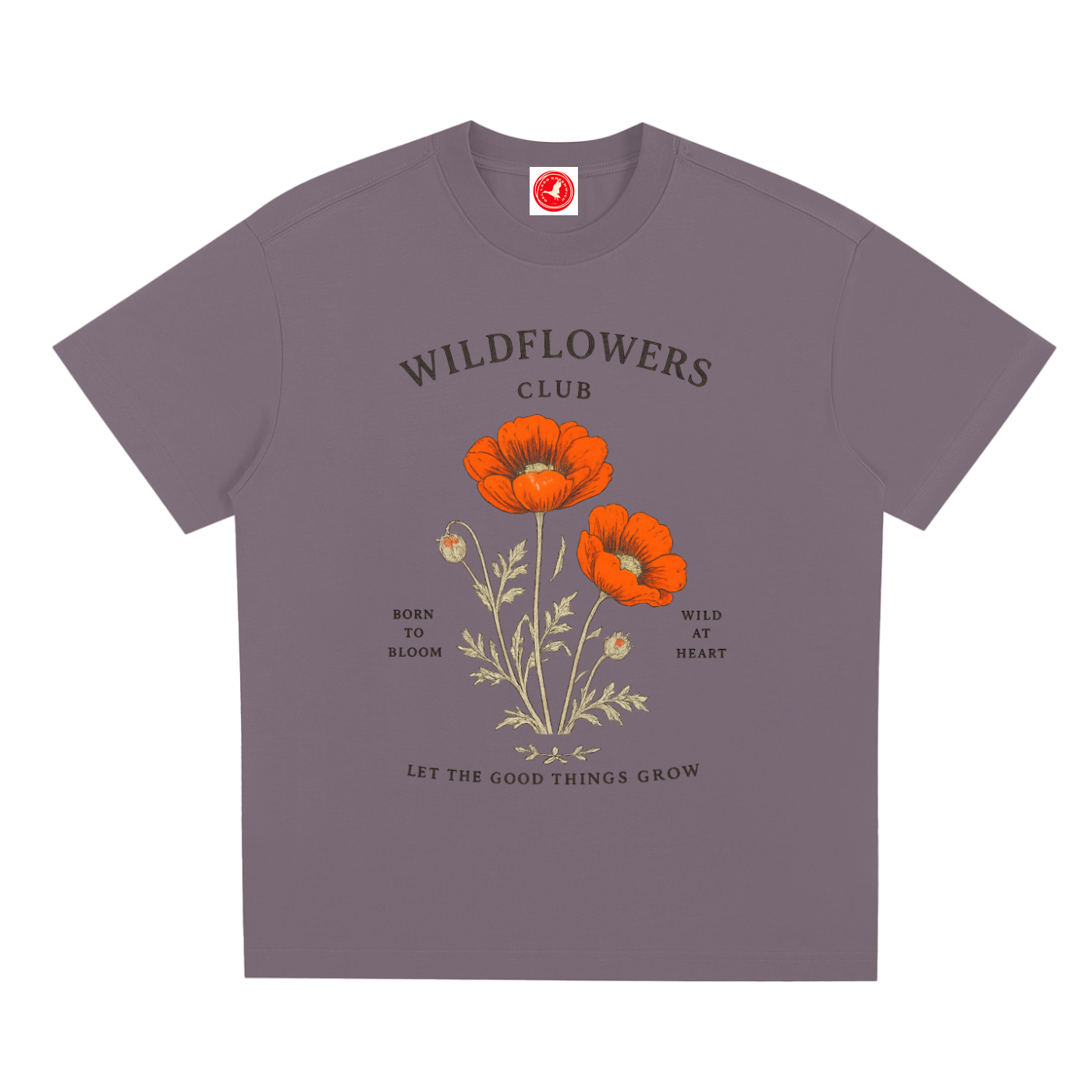 Gray Grow Wild graphic t-shirt featuring nature-inspired artwork celebrating growth, freedom, and wild beauty.