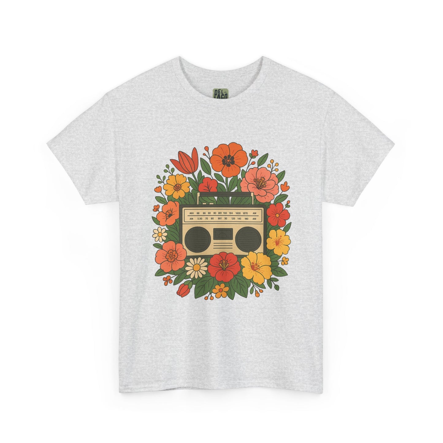 Vintage Floral Boombox Unisex Heavy Cotton Tee
