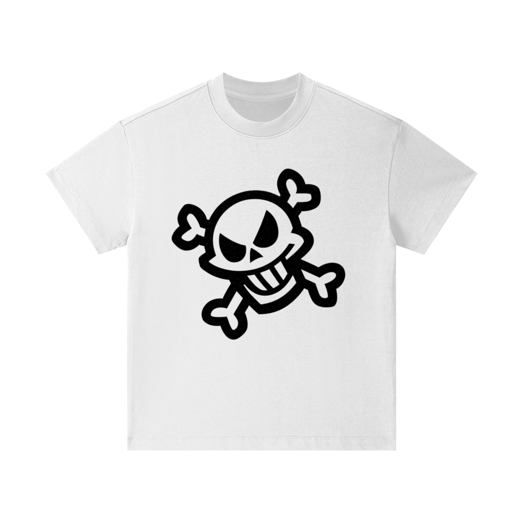Pirate-inspired skull graphic printed on cotton kids t-shirt