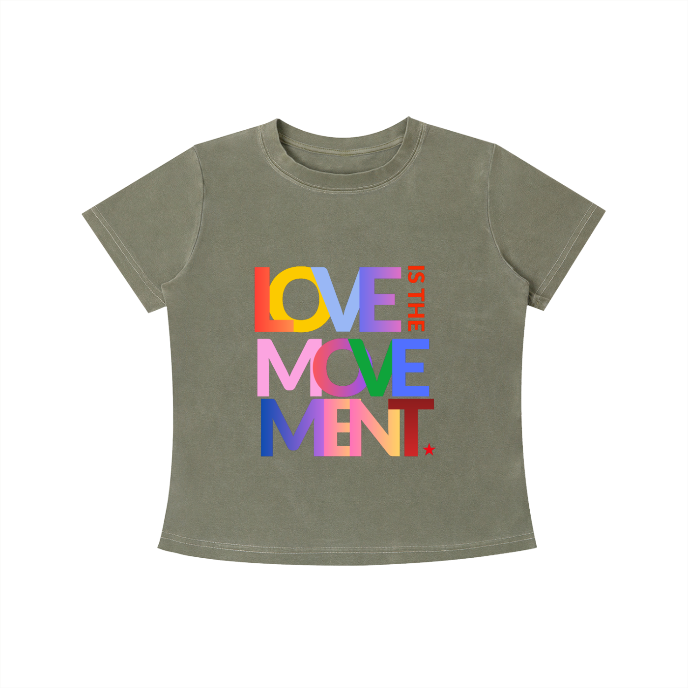 Green Love Is the Movement graphic t-shirt featuring uplifting artwork inspired by kindness, unity, and positive self-expression.