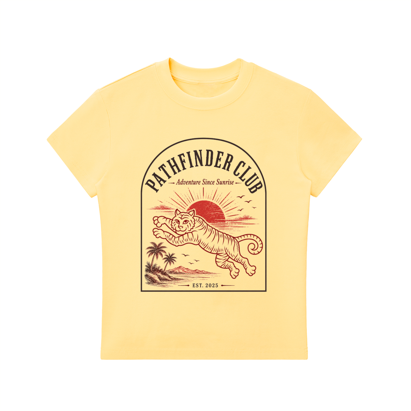 Yellow Path Finder graphic t-shirt featuring adventure-inspired artwork celebrating exploration, discovery, and personal journeys.
