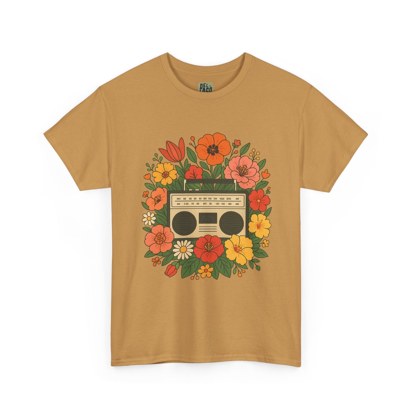 Vintage Floral Boombox Unisex Heavy Cotton Tee
