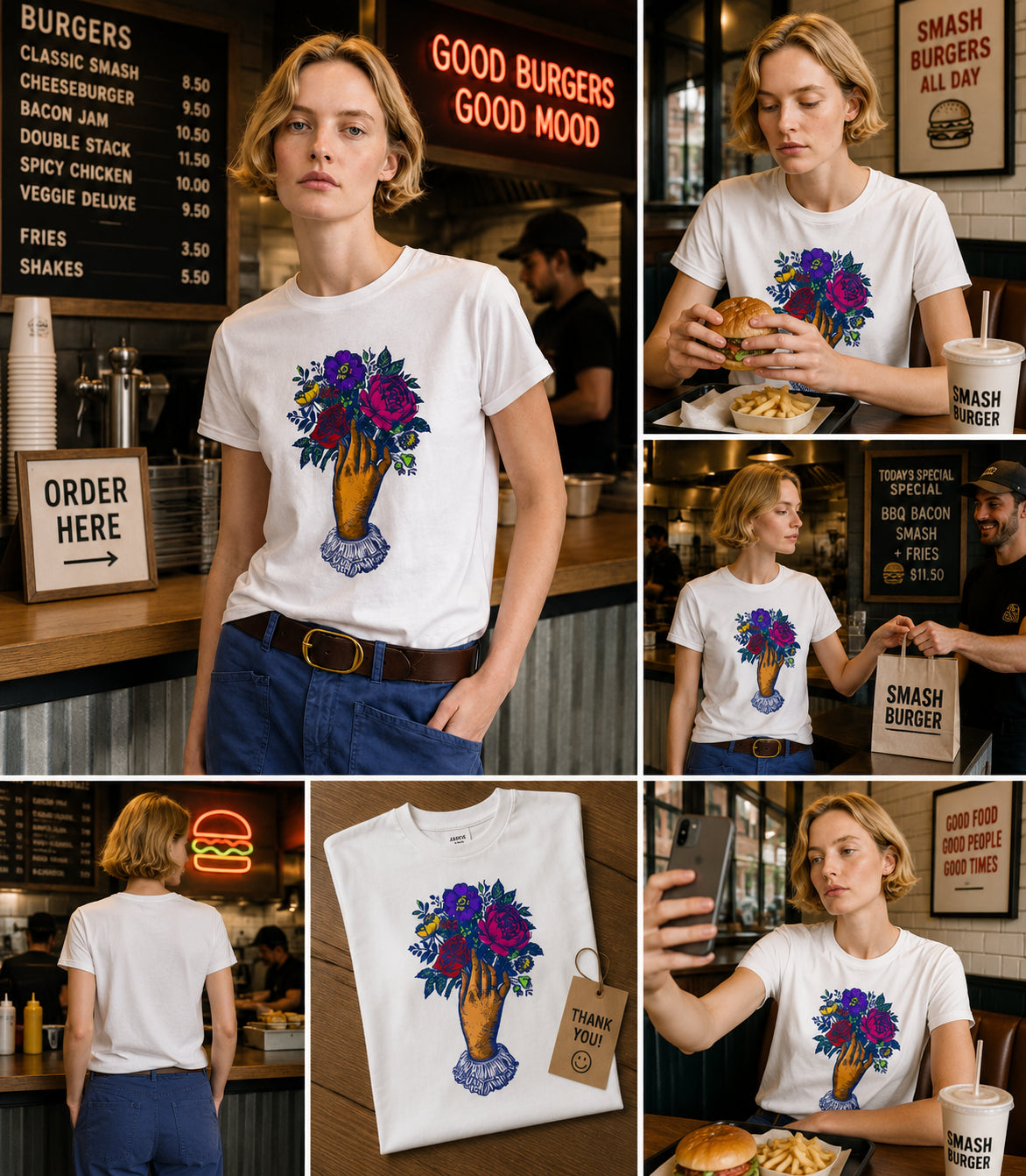 Floral Hand Graphic Slim Fit Tee