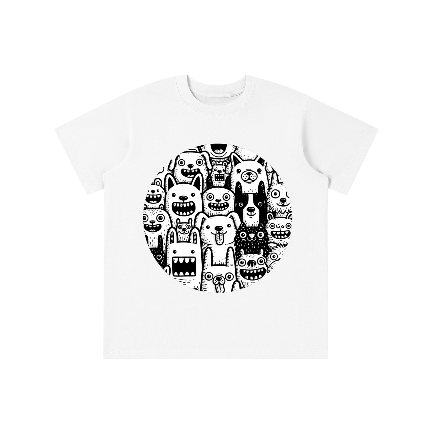 Monster Crowd graphic printed on cotton t-shirt available in multiple colors