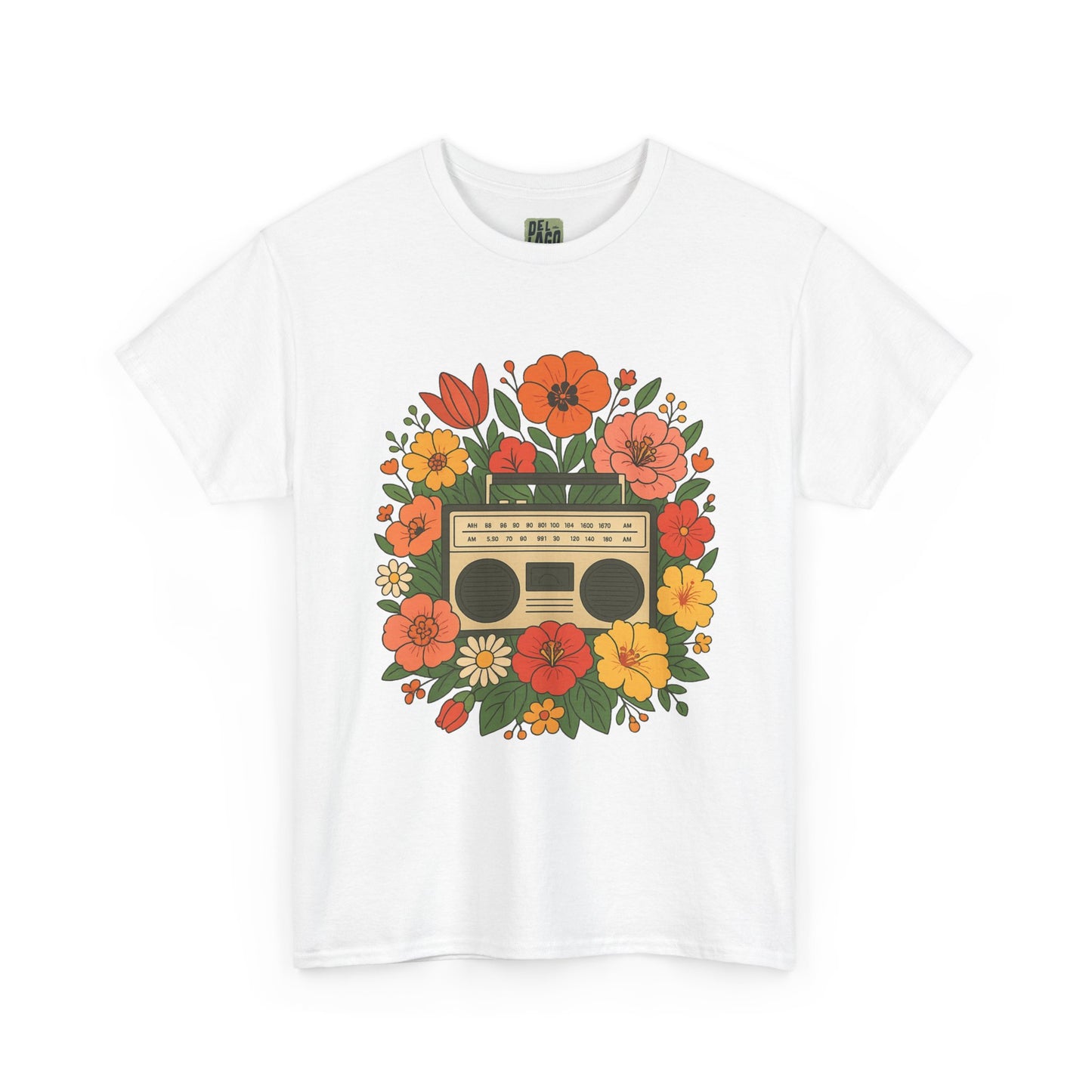 Vintage Floral Boombox Unisex Heavy Cotton Tee