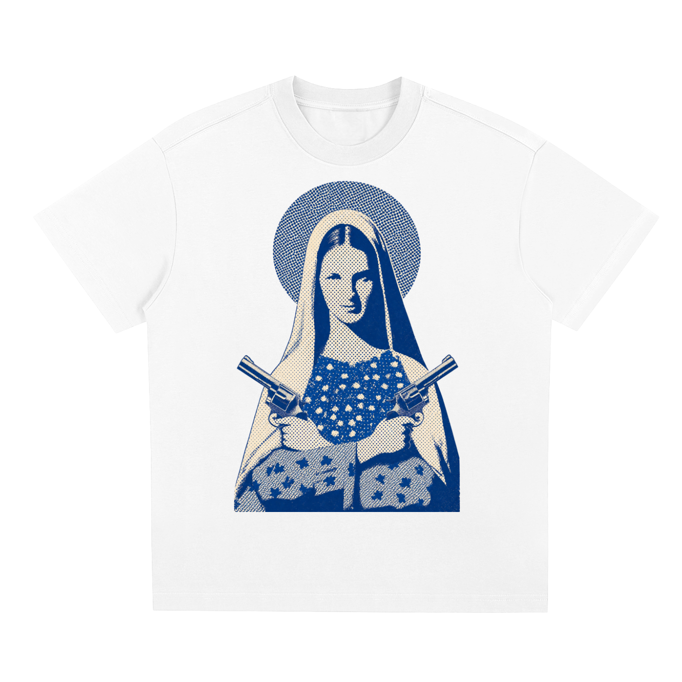 White Vintage-inspired graphic t-shirt featuring western artwork blending outlaw spirit with timeless Americana style.