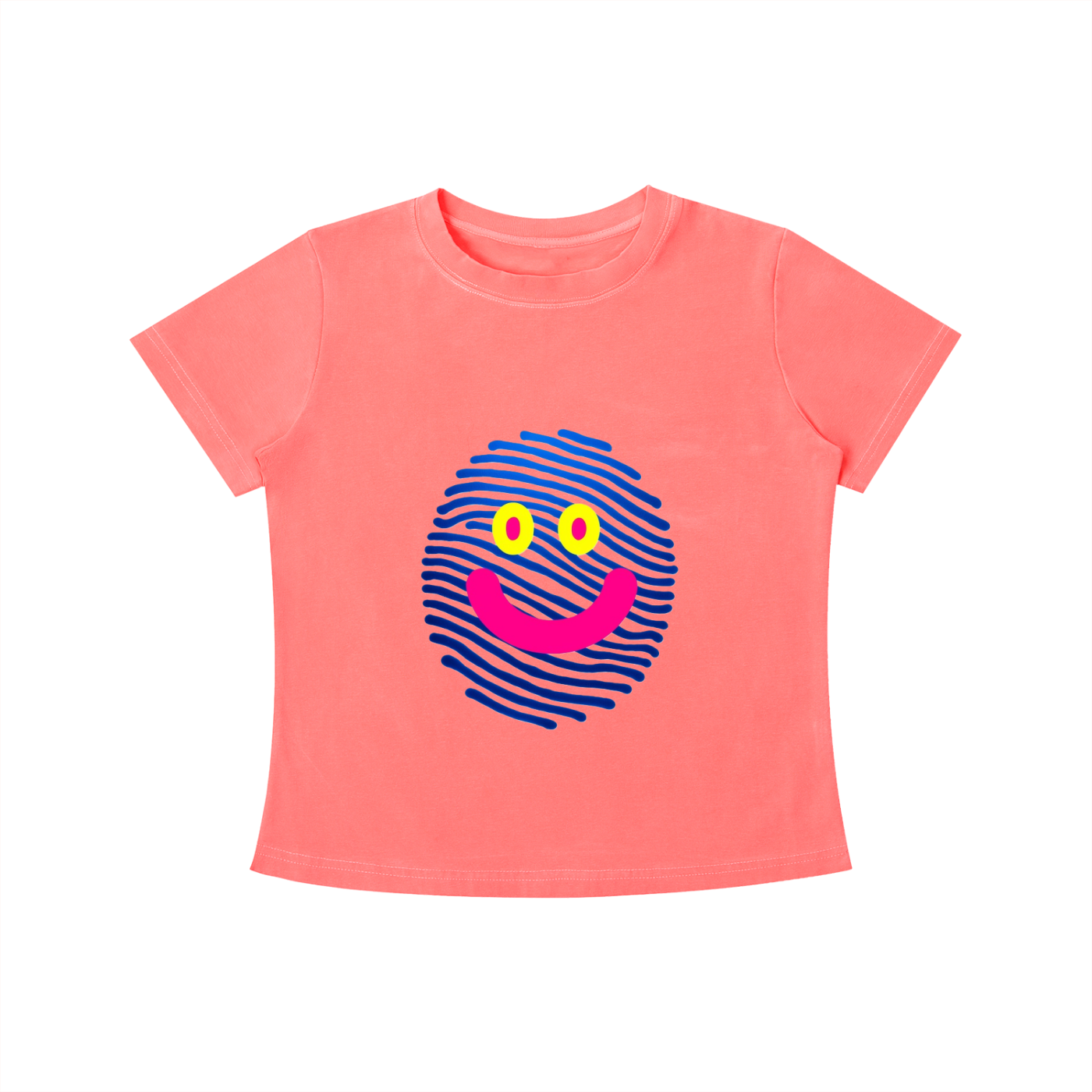 Smile Print Vintage Wash Slim Fit T-shirt