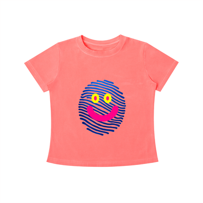 Smile Print Vintage Wash Slim Fit T-shirt