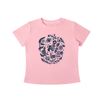 Botanical Blue Folk Art Graphic Tee
