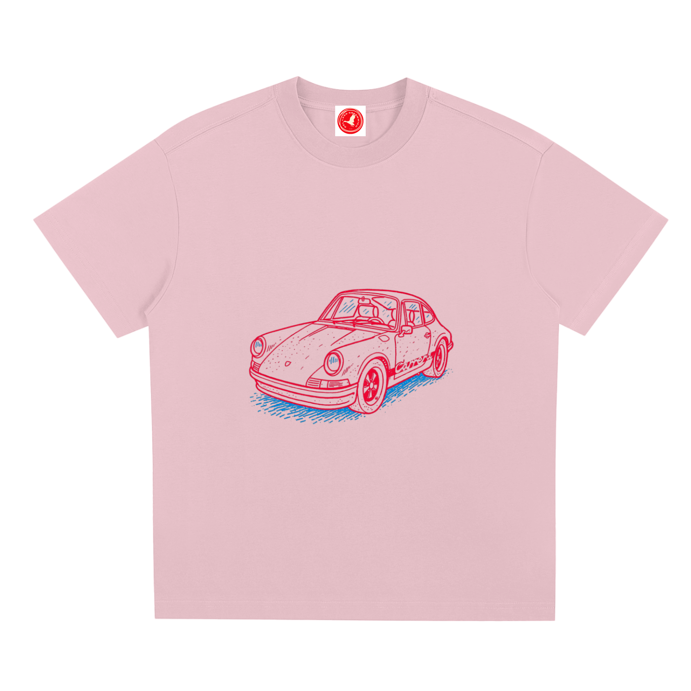 Silent Tactical oversized graphic t-shirt featuring a neon-inspired sports car illustration, available in multiple color options with a relaxed unisex fit.