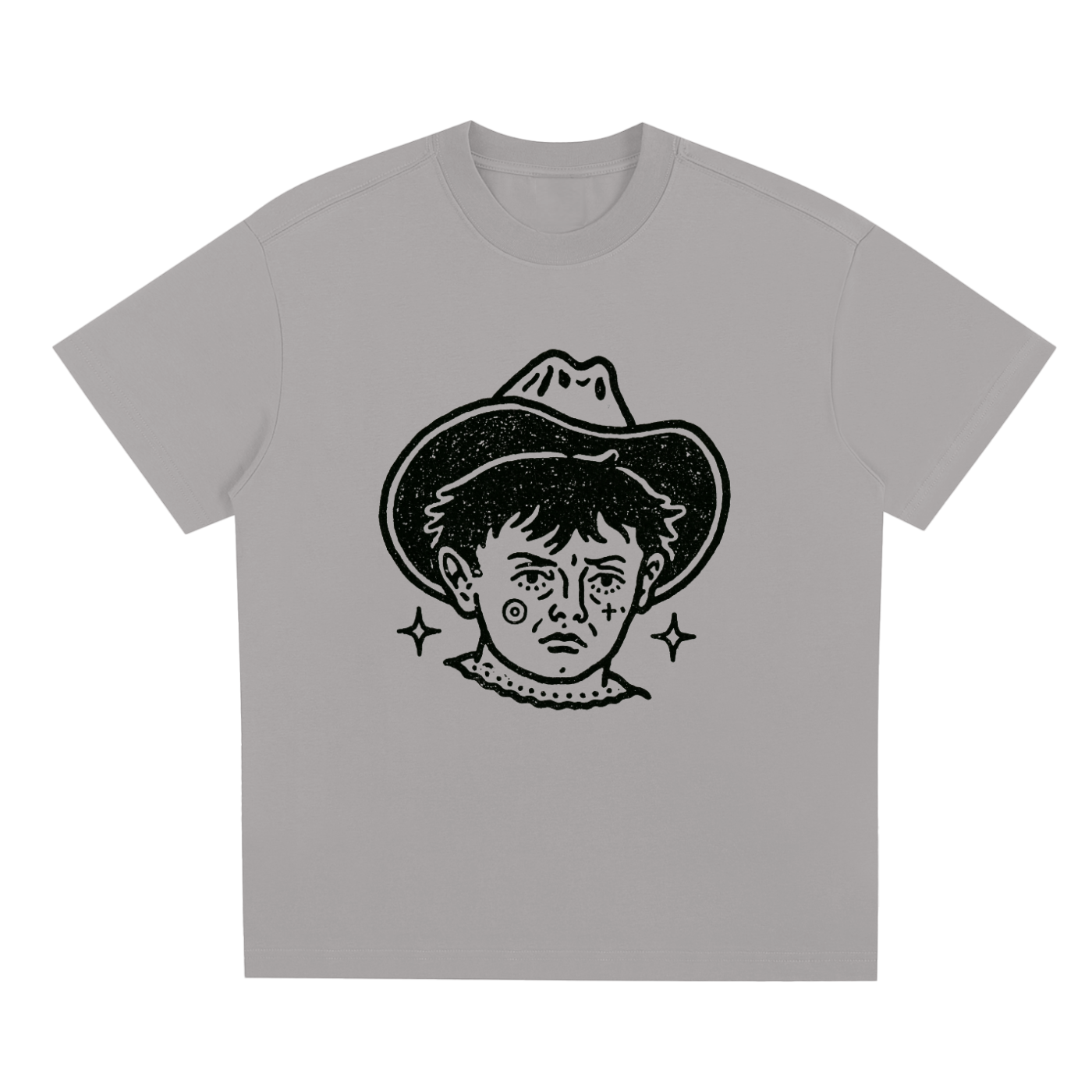 Gray Lonesome Cowboy graphic t-shirt featuring western-inspired artwork celebrating rugged Americana and frontier spirit.