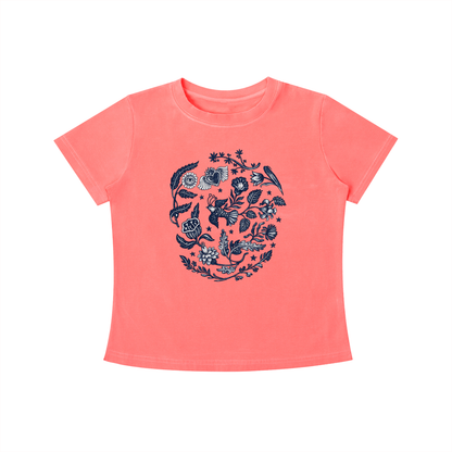 Botanical Blue Folk Art Graphic Tee