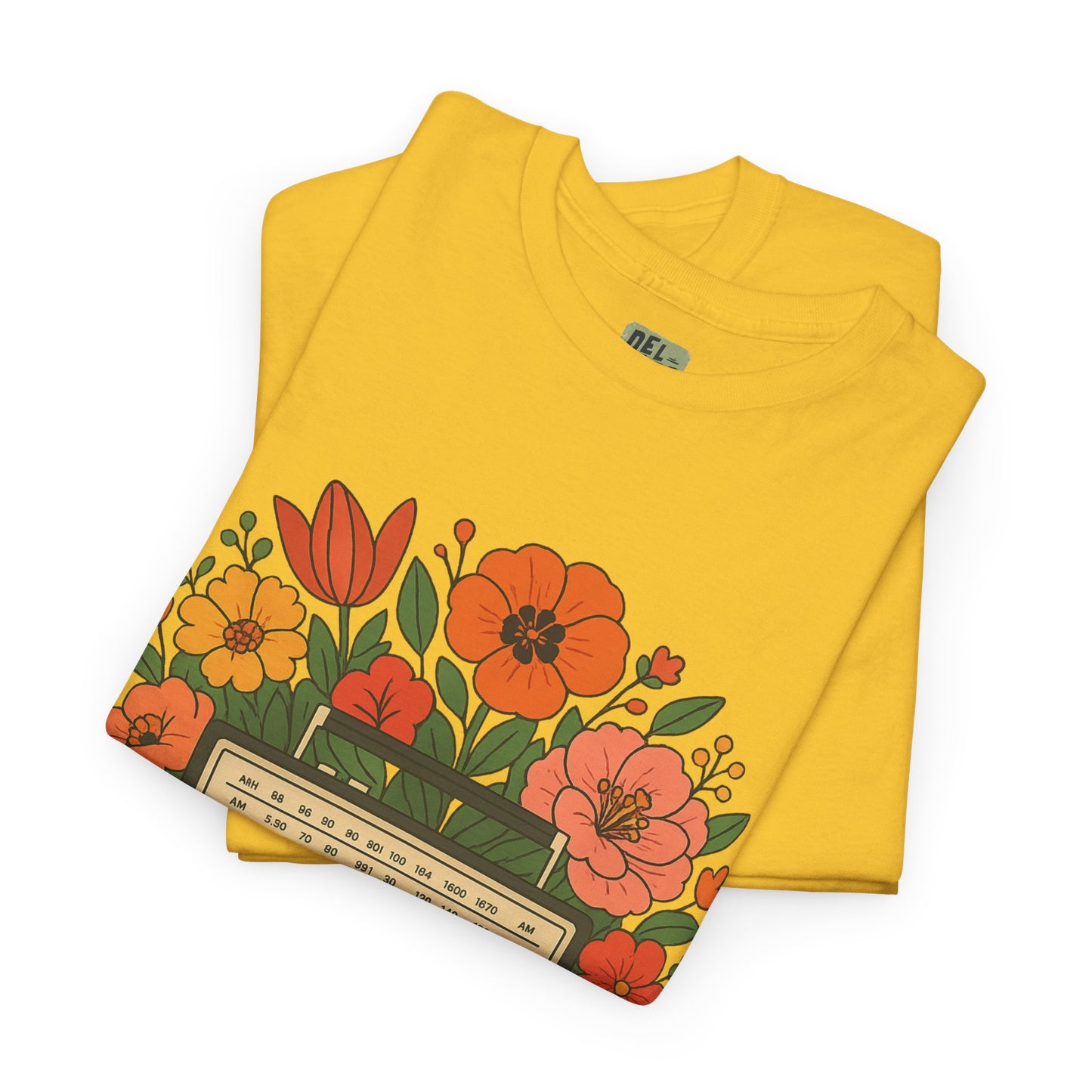 Vintage Floral Boombox Unisex Heavy Cotton Tee