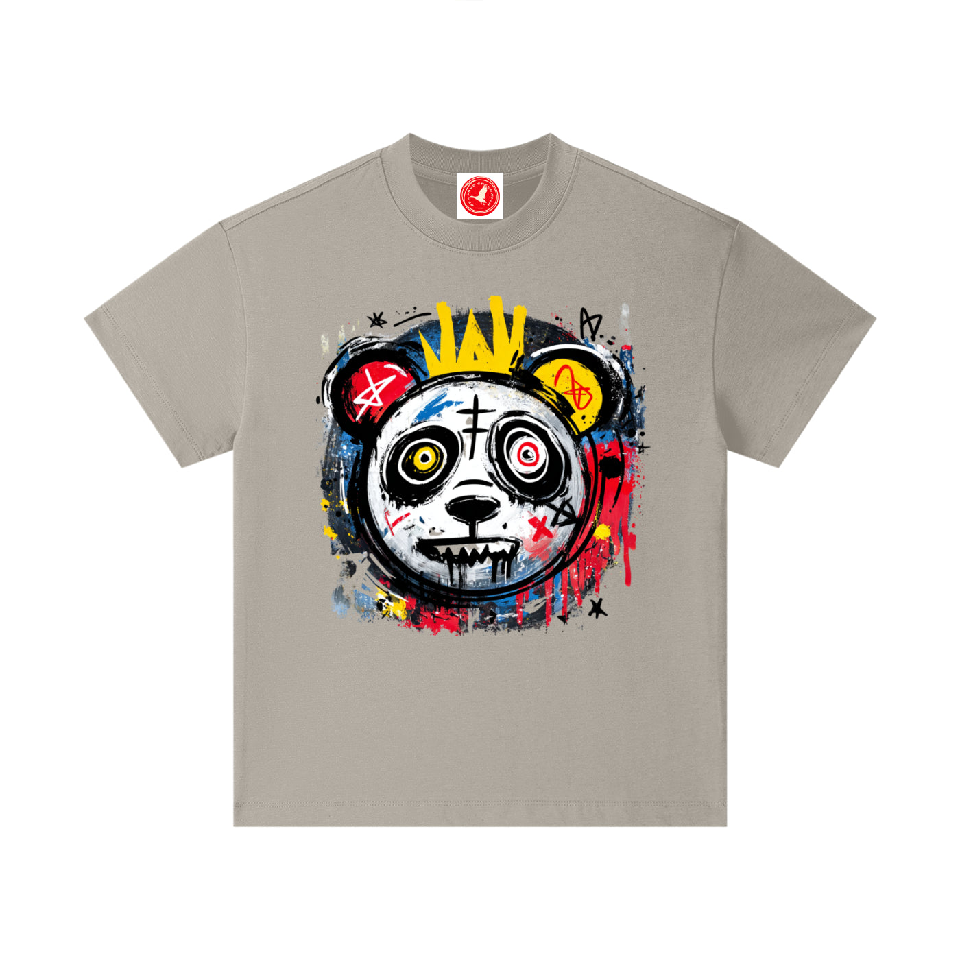 Colorful Circus Panda graphic printed on oversized cotton kids t-shirt