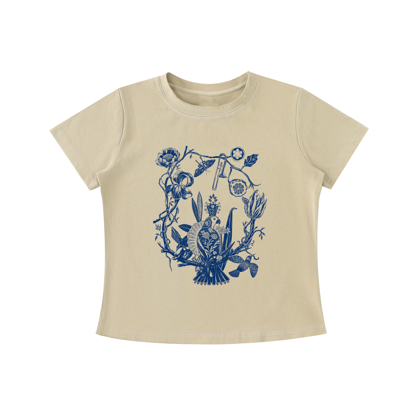 Vintage Bluebird Floral Slim Tee