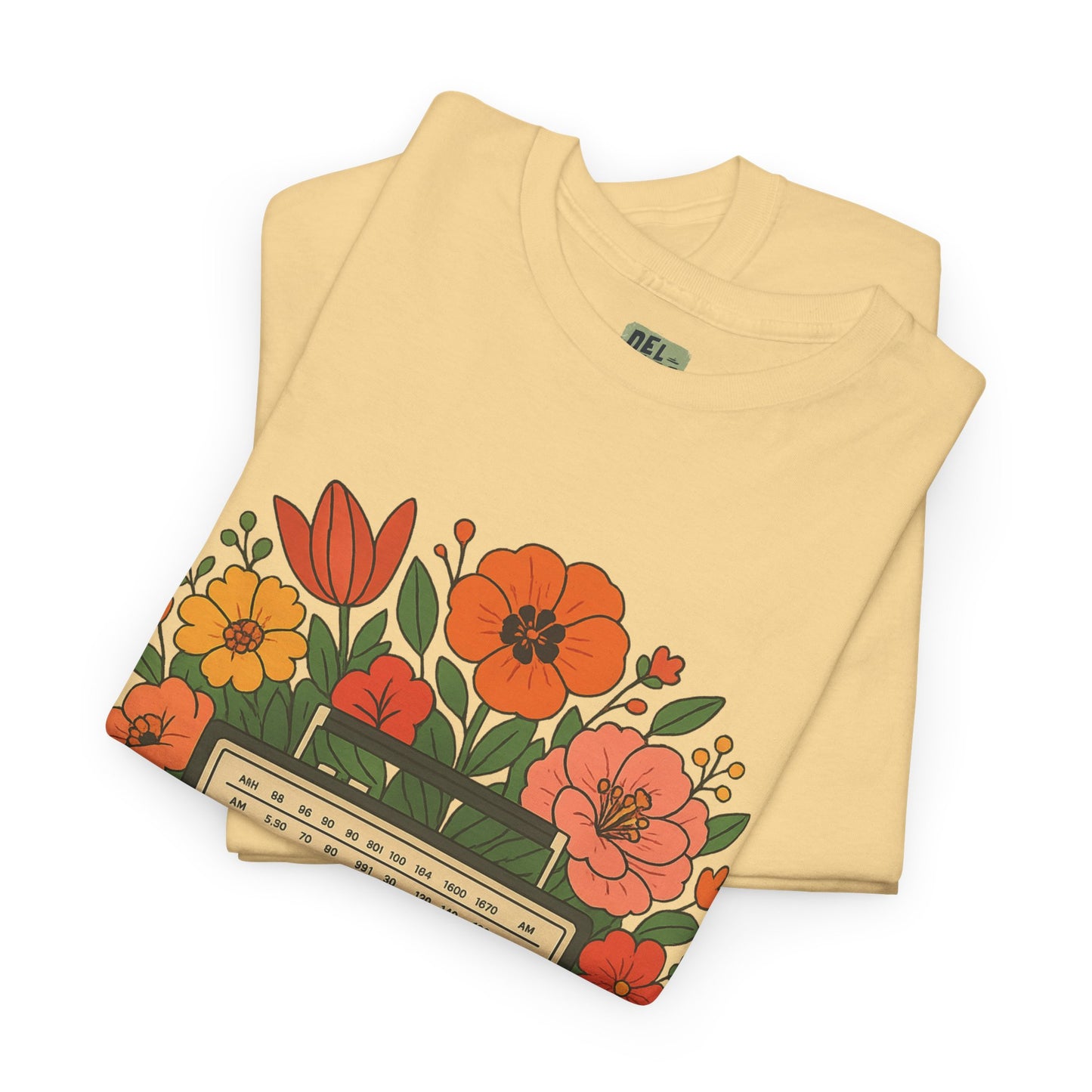 Vintage Floral Boombox Unisex Heavy Cotton Tee