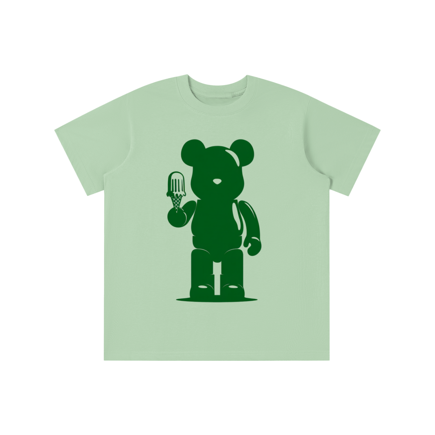 Green Teddy Ice Cream graphic t-shirt featuring playful teddy bear artwork inspired by creativity and fun design.